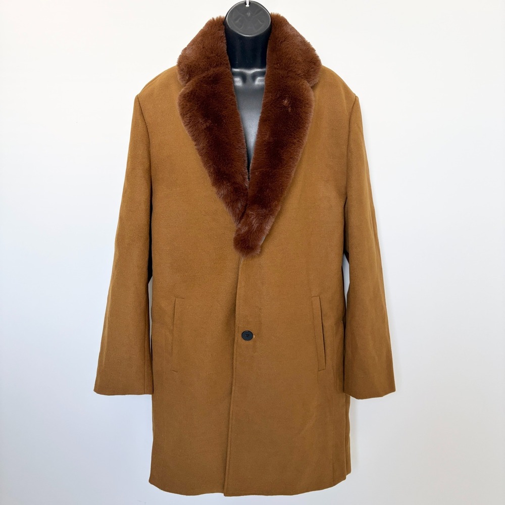 Descendant of Thieves Overcoat Faux Fur Collar Size Large Brown